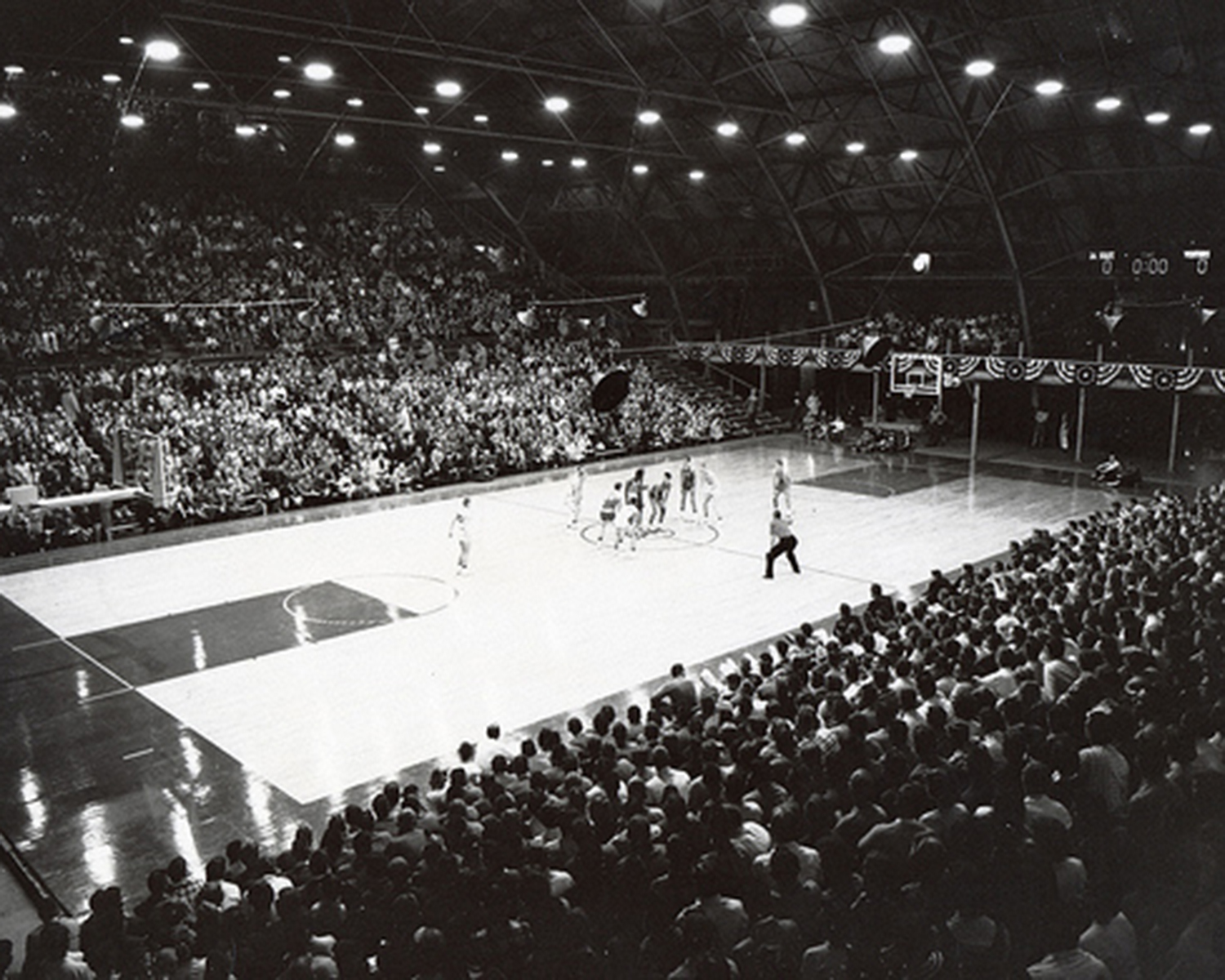 basketball inside armory