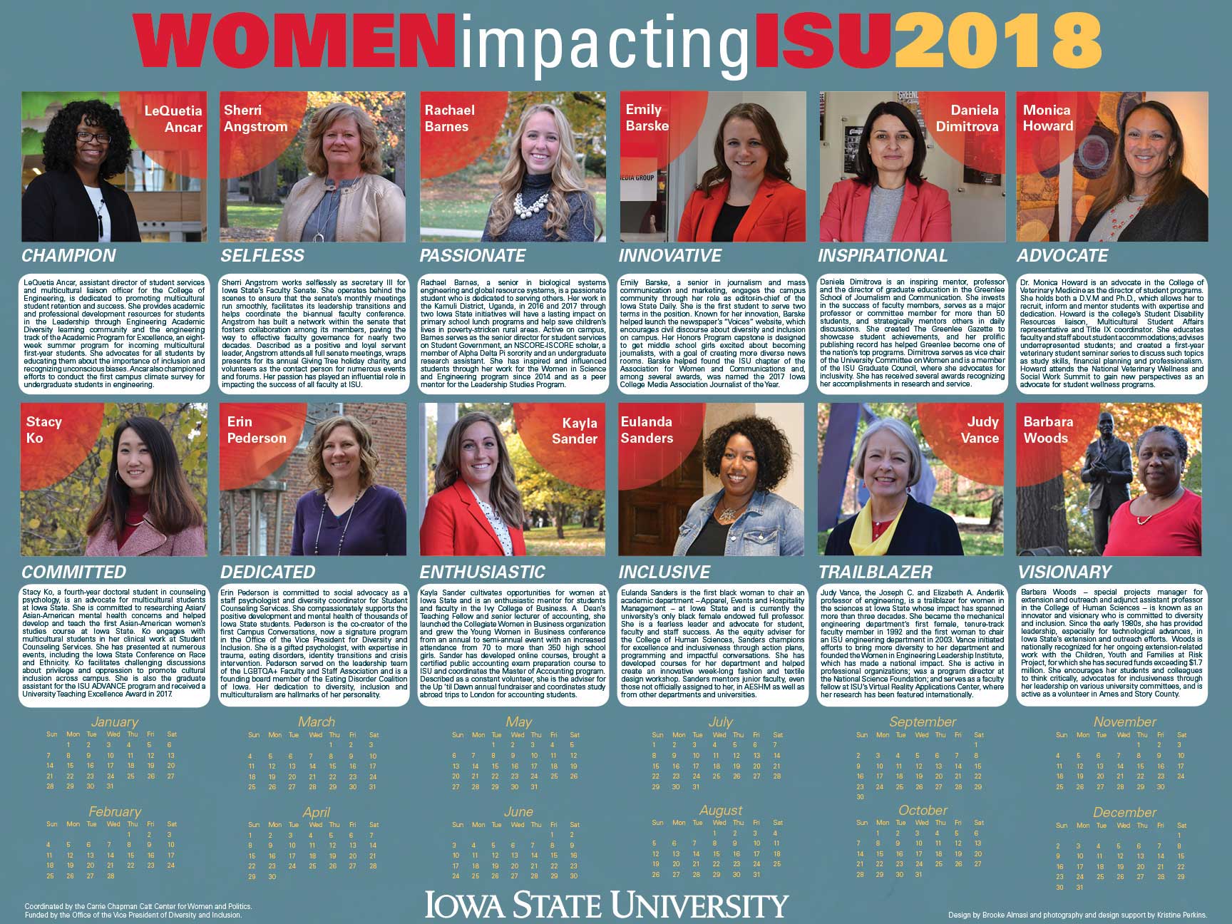 2018 Women Impacting ISU calendar