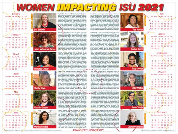 Virtual unveiling of 2021 Women Impacting ISU calendar • Carrie Chapman