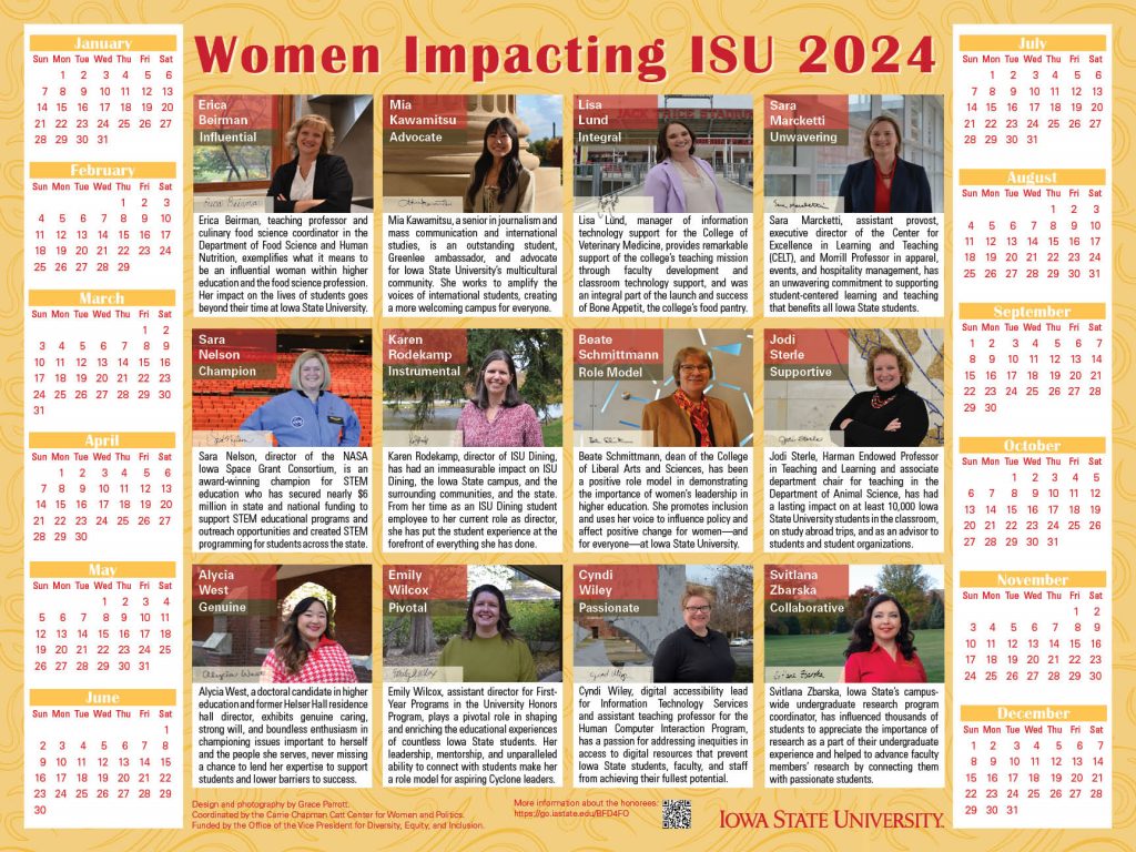 2024 Women Impacting ISU Calendar Honorees • Carrie Chapman Catt Center