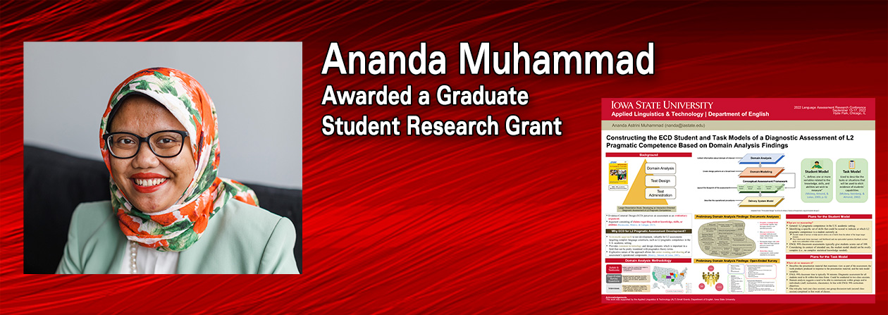 Photo of Ananda Muhammad and "Awarded a Graduate Student Research Grant