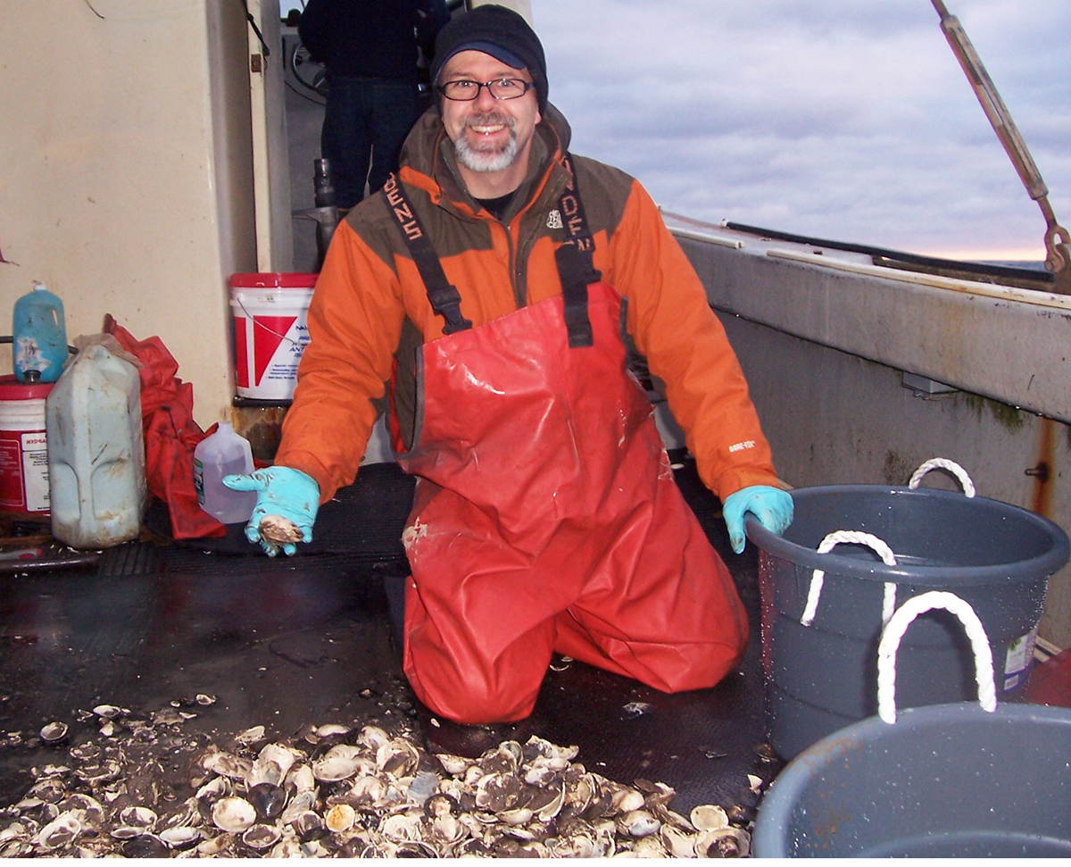 Alan Wanamaker collects clam shells from the Gulf of Maine. Wanamaker's lab analyzes shell layers to build a history of seawater characteristics, including temperature, ocean currents and water sources.