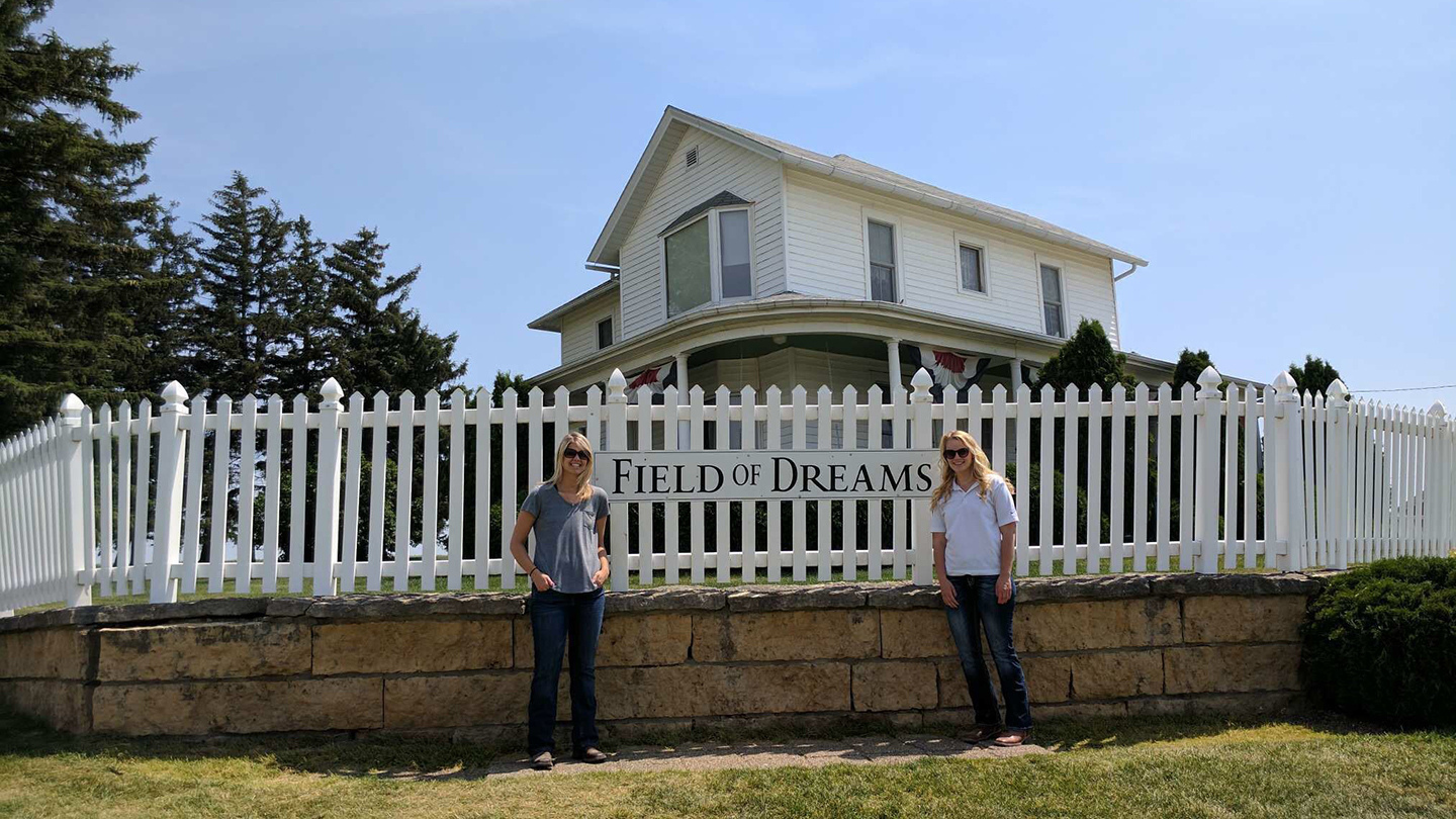 The Field of Dreams was one of the many iconic scenes Emma Wilson (right) encountered this summer when traveling the state of Iowa for the Coalition to Support Iowa’s Farmers.
