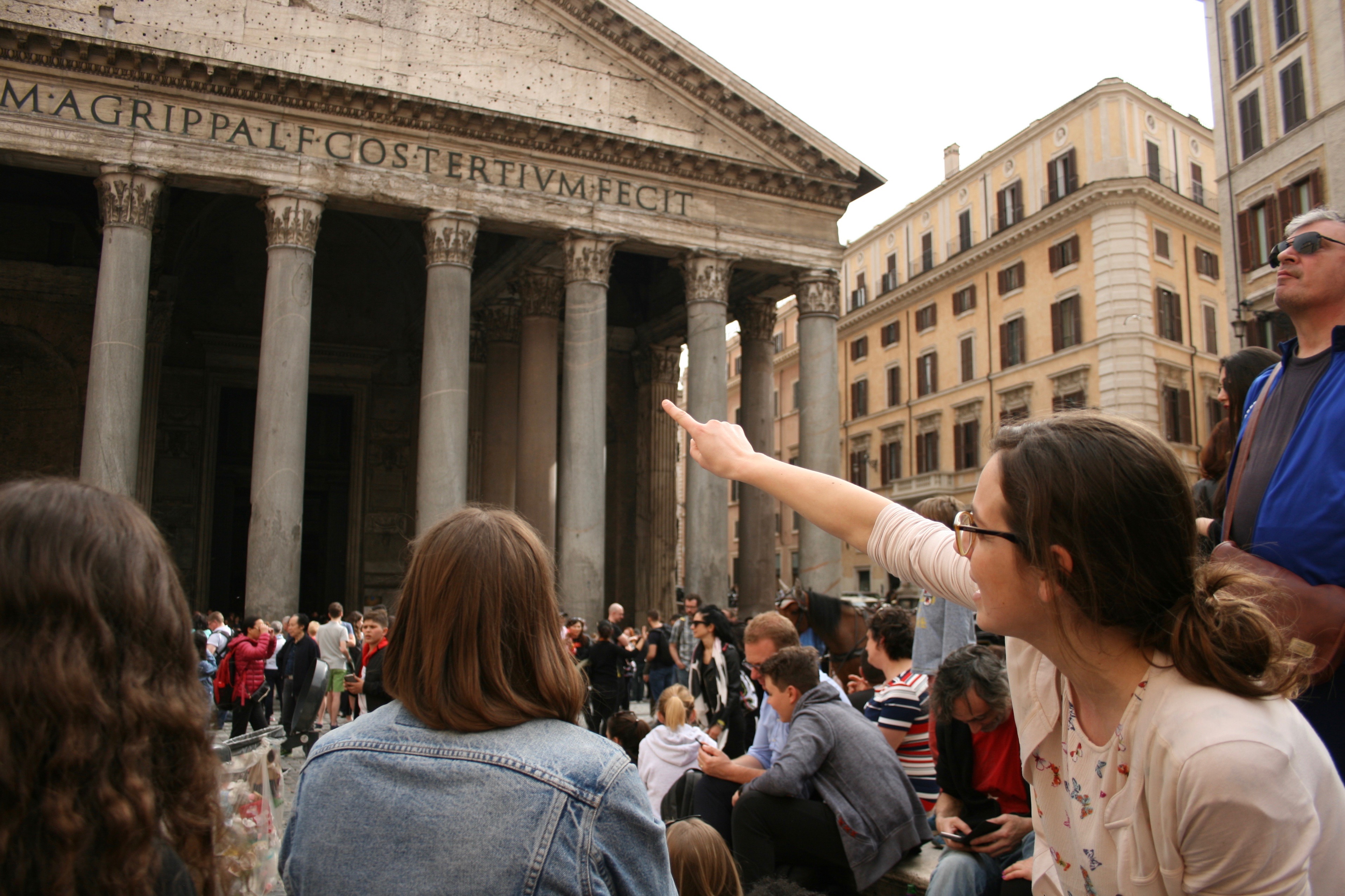 Professor Marilena Luzietti gives our class insight on the Pantheon in Rome during art history class. Photo by Rachel Cessna