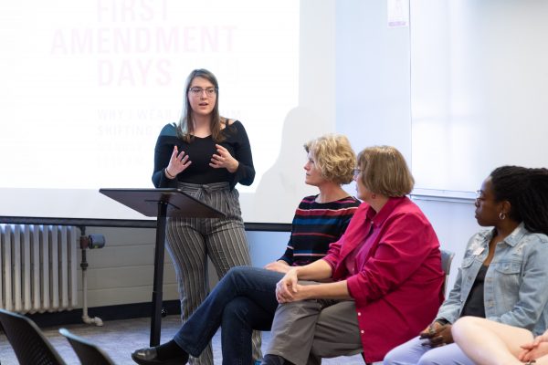 panel presentation in a classroom