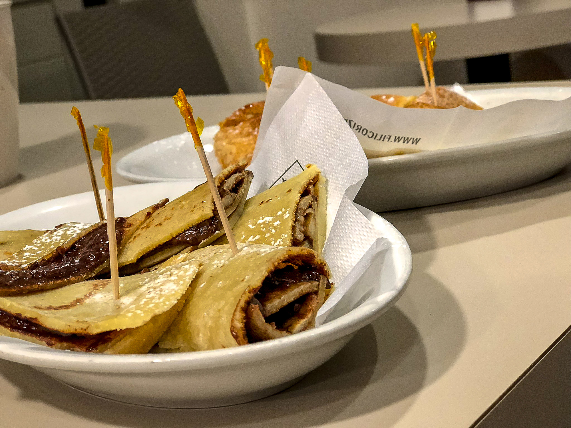 Crepes in a white bowl