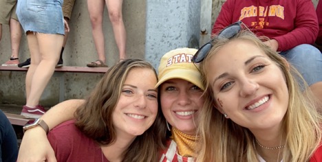 Emma Vandemore with friends at Saturday's CyHawk game