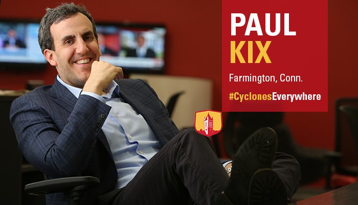Paul Kix sitting in a chair at the Iowa State Daily