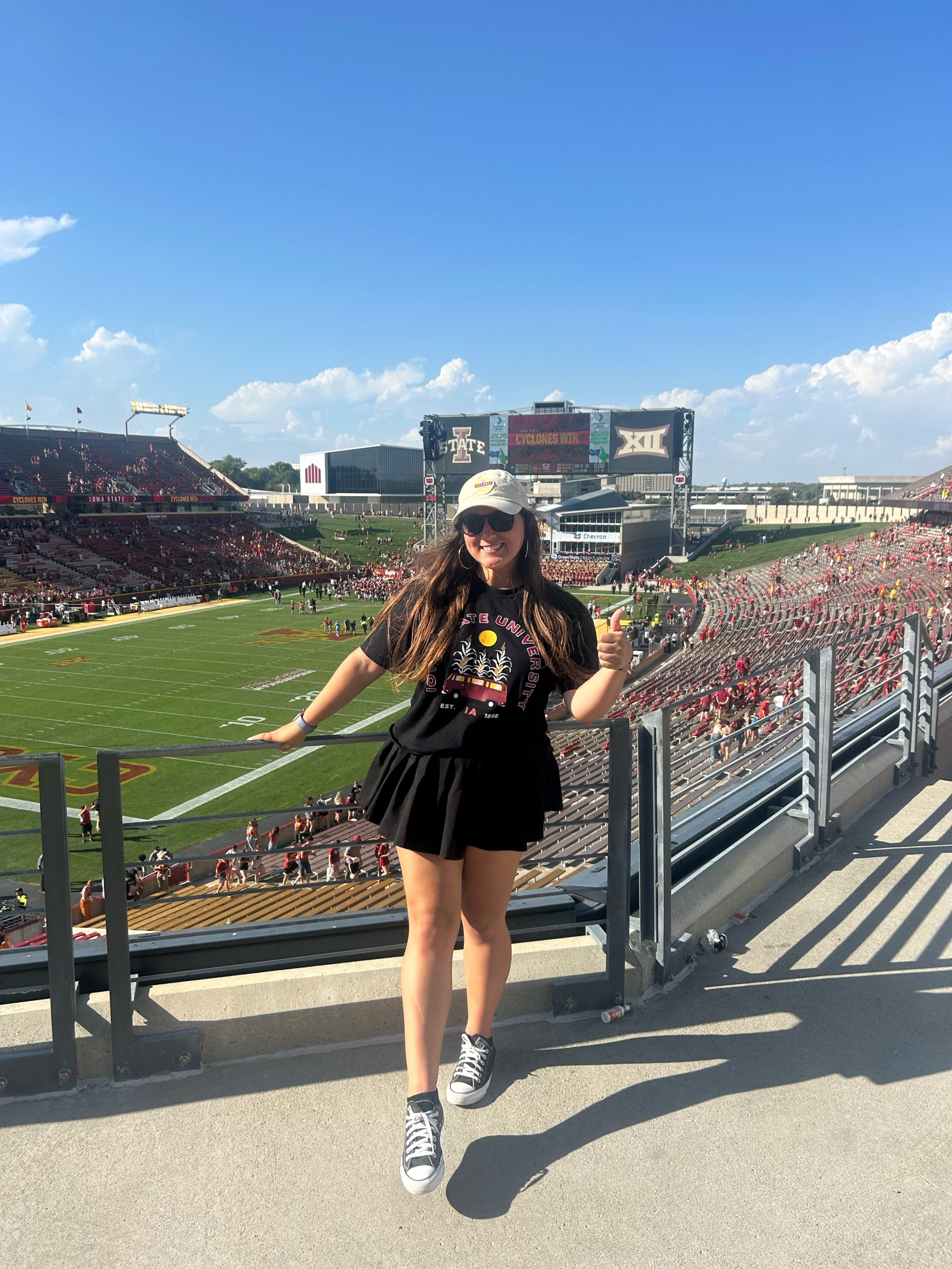 Julia Pedroza at Iowa State football game at Jack Trice Stadium