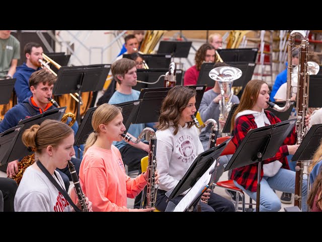 Students performing for the ISU wind ensemble