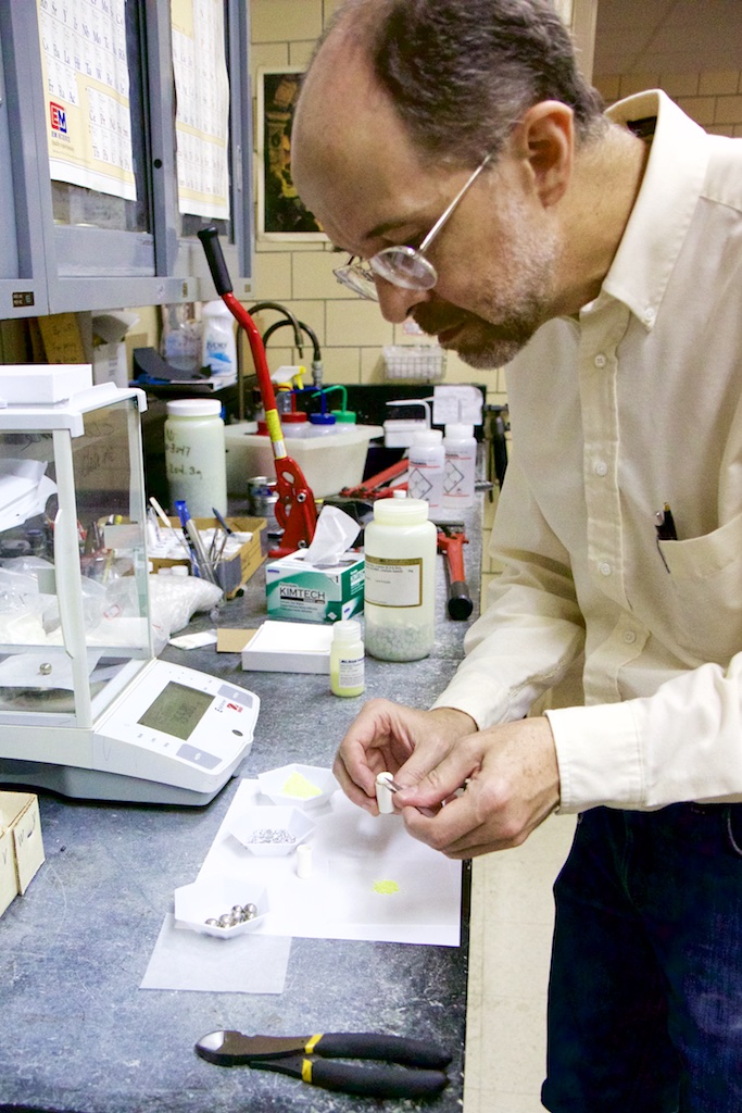 Paul Canfield in his lab at the Ames Laboratory.