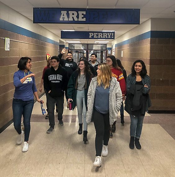 Students in school hallway