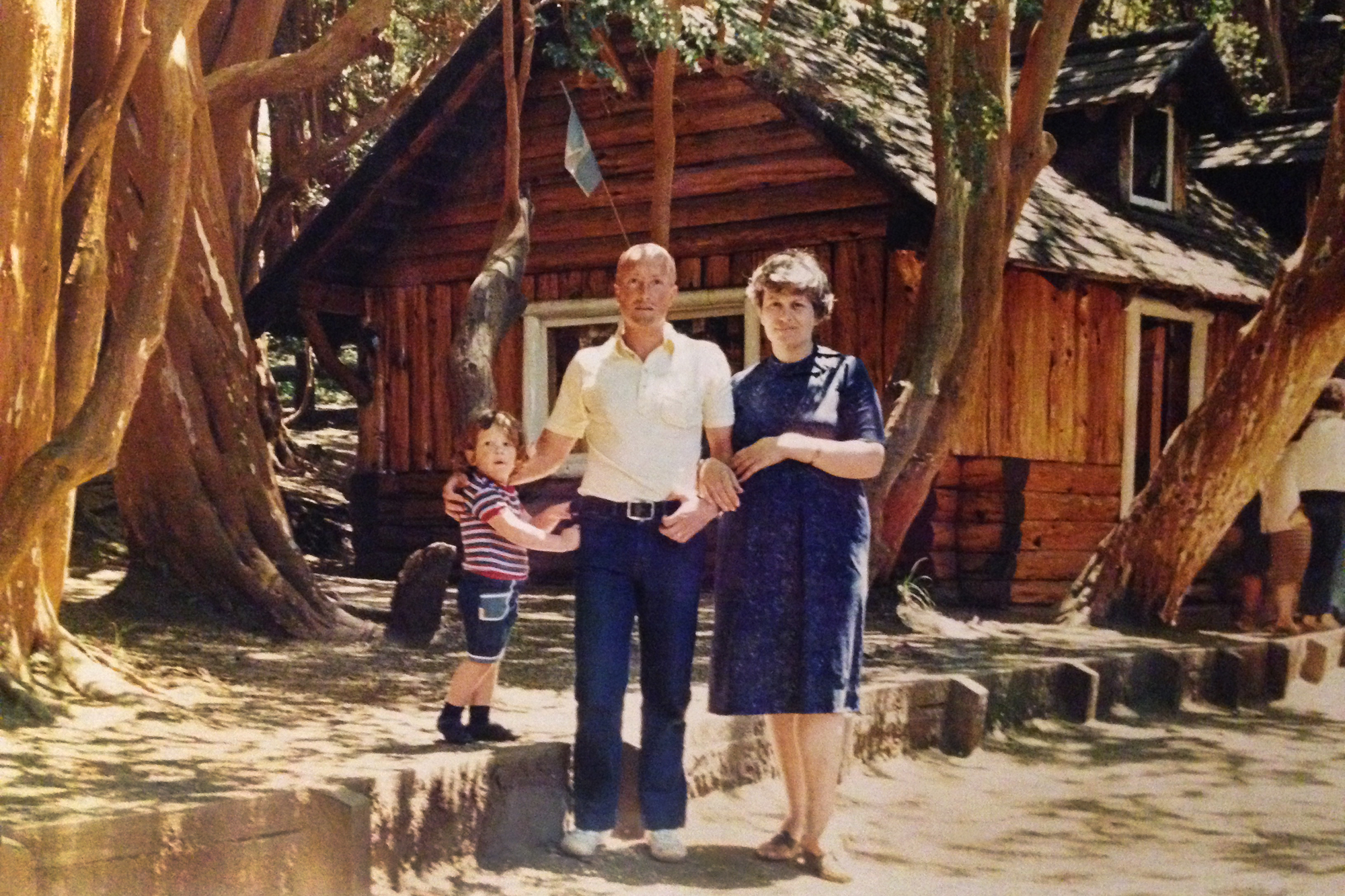 Assistant Teaching Professor of Spanish M. Celeste Gonzalez Chaves in 1991 with her parents in Argentina