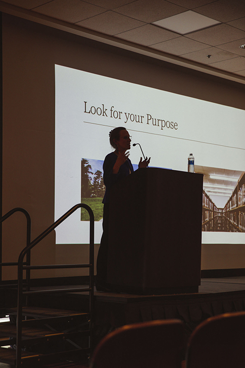 Karen Stenger, MA, RN, CCRN-K, nurse practice leader from the University of Iowa Hospitals and Clinics, discussed how pursuing a profession in health care can open many paths to fulfilling a passion with purpose.