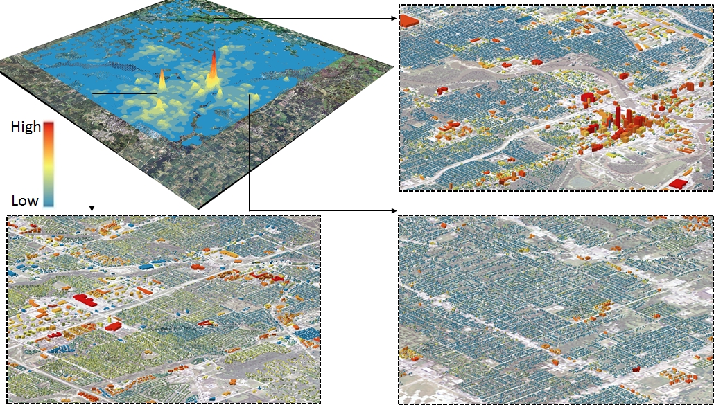 A graphic of a four maps, one in each corner, show heatmap coloring overalys.