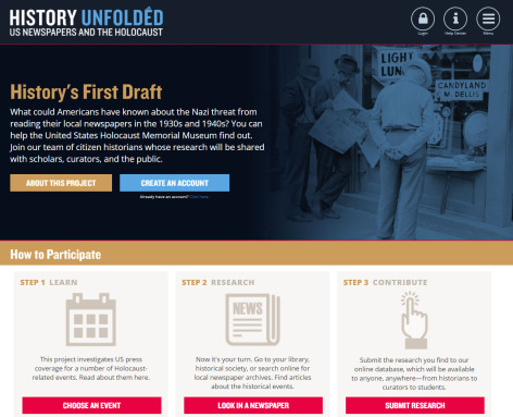 A screenshot of the History Unfolded online archive.