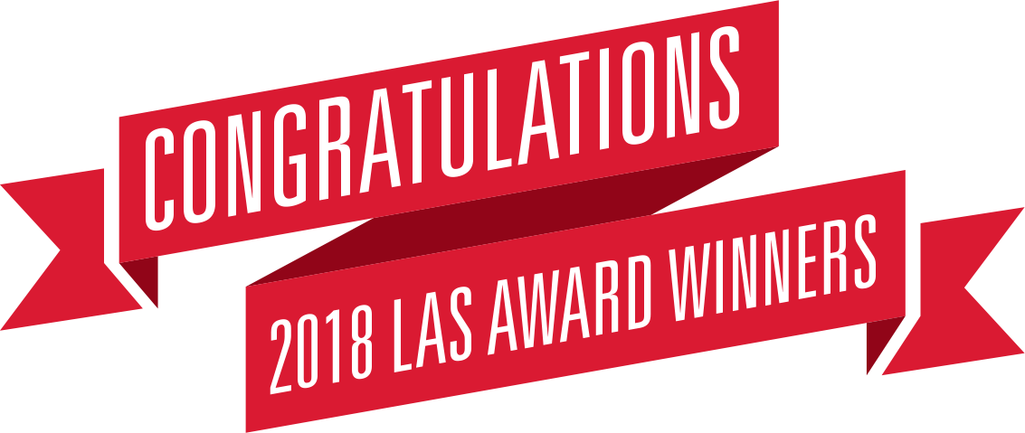 A ribbon that says Congratulations 2018 LAS Award winners