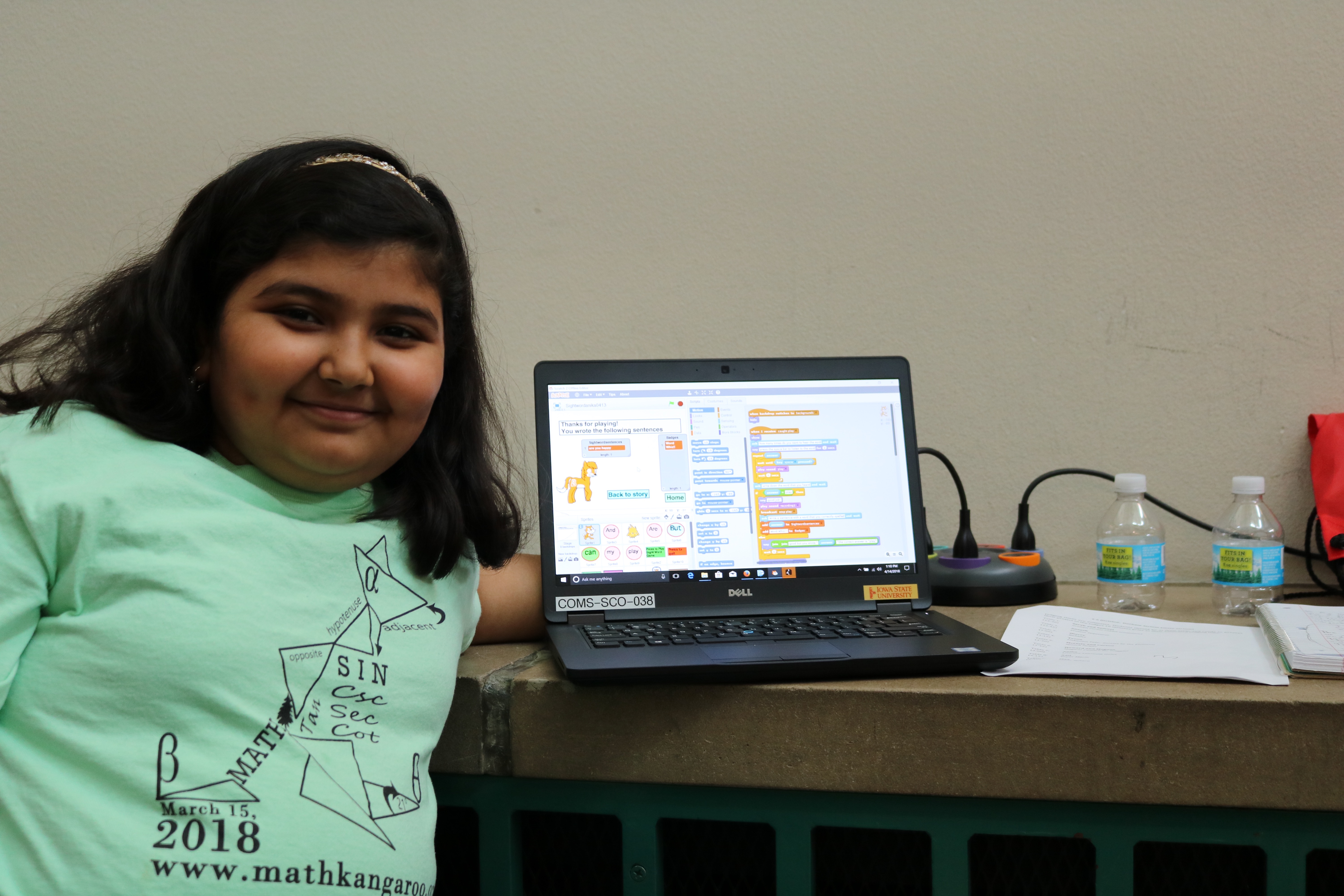 Anika Shrotriya with her literacy learning game.