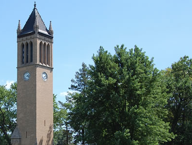 Iowa State University campanile and trees