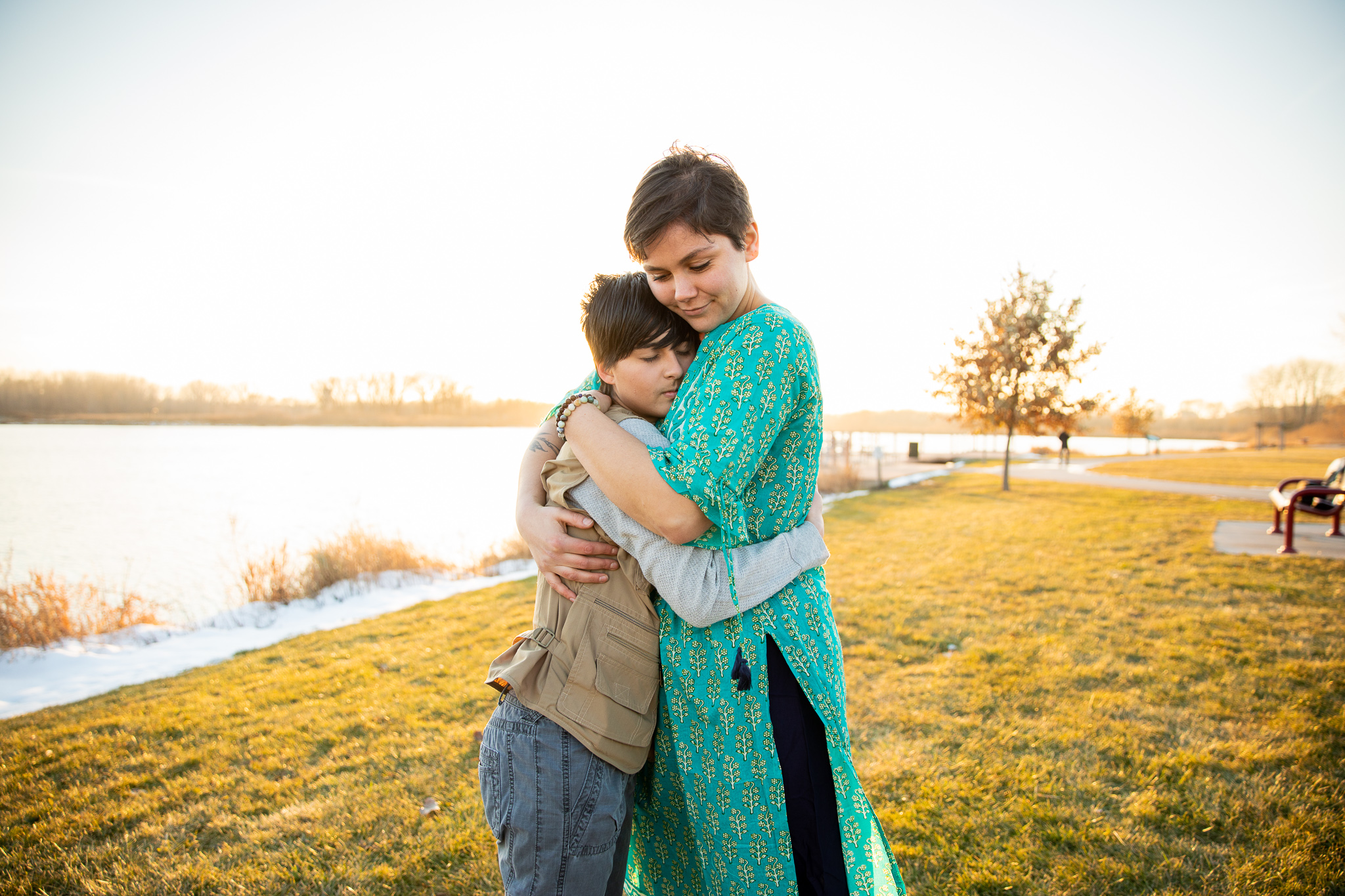 Two people hugging