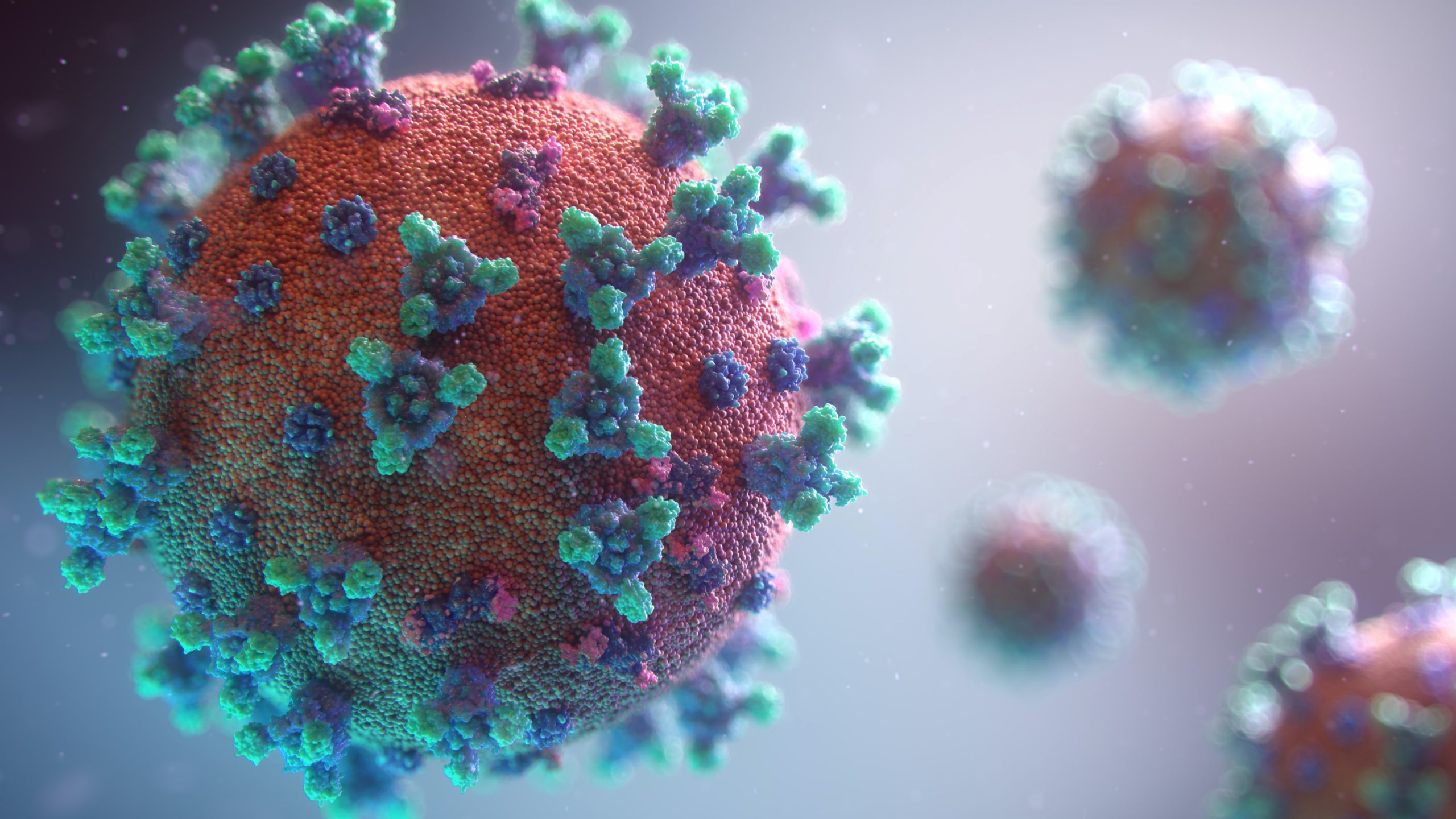 CGI rendering of a COVID-19 virus cell