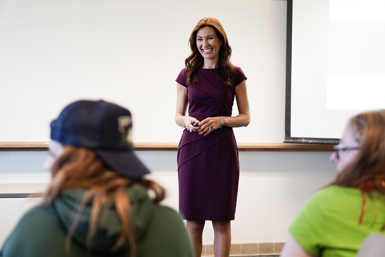 Julia Dominguez teaches students in her Spanish class