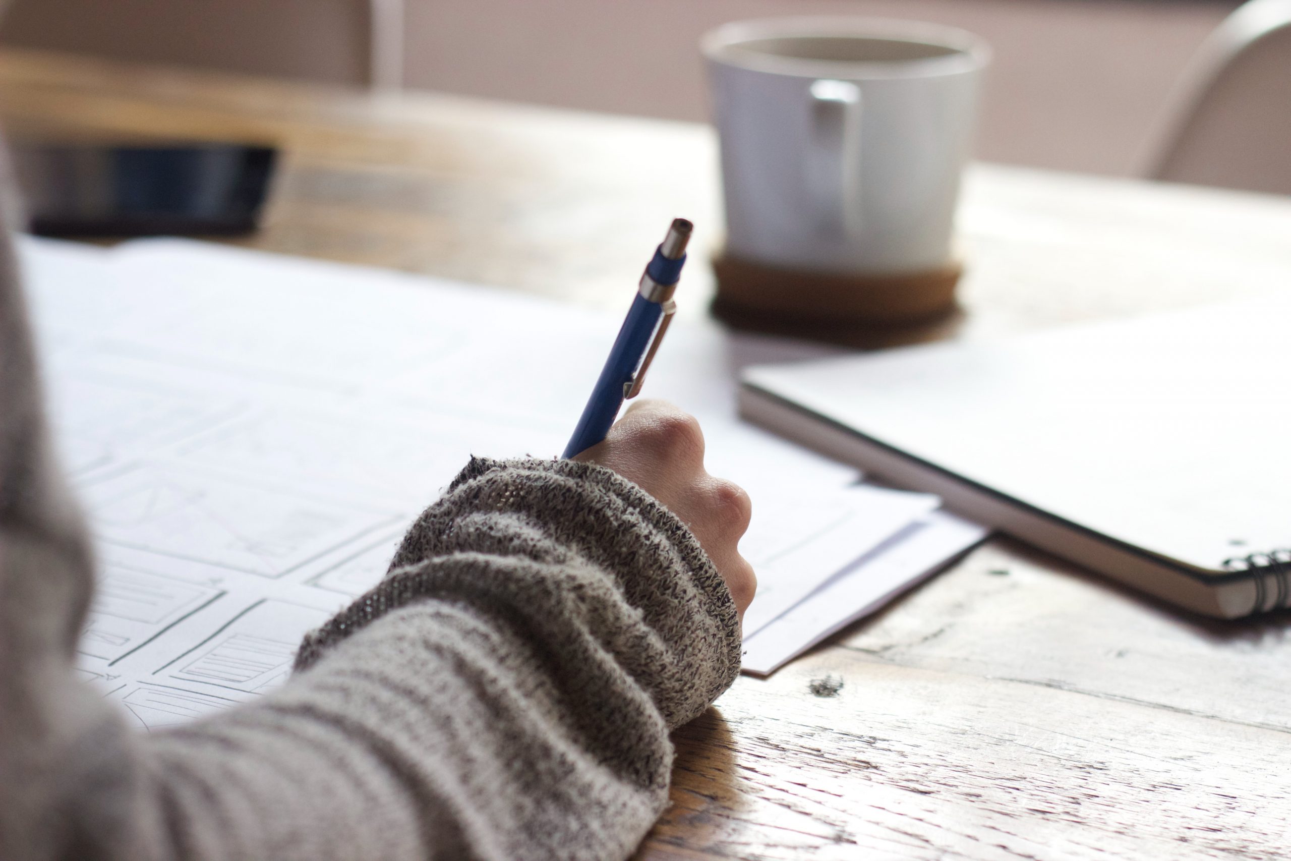 Student studying a desk