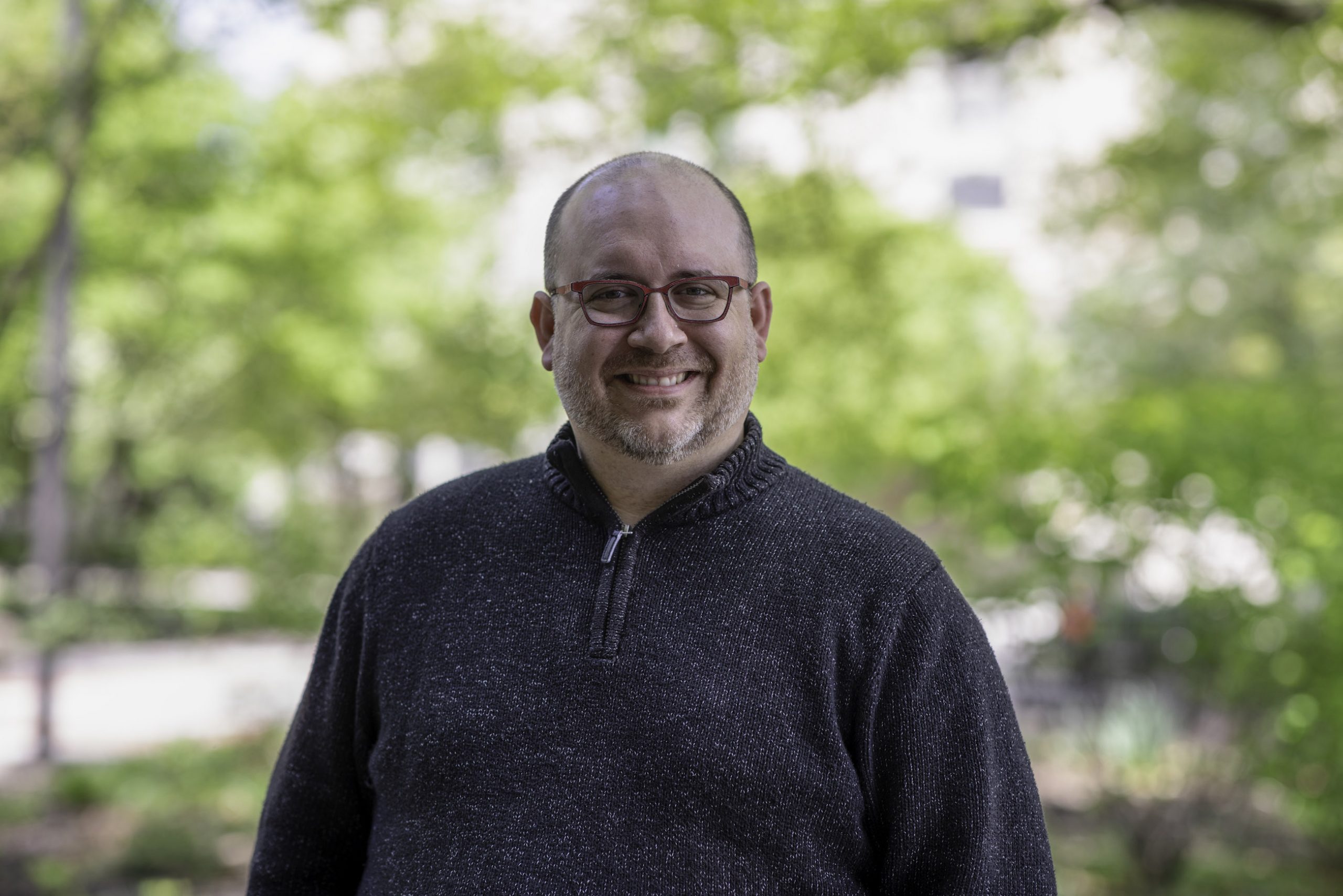 Portrait of Brad Dell, chair of music and theatre, outdoors