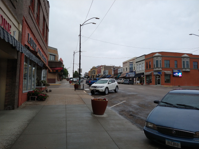 View of the quaint downtown area of Corning, a small town in Iowa.