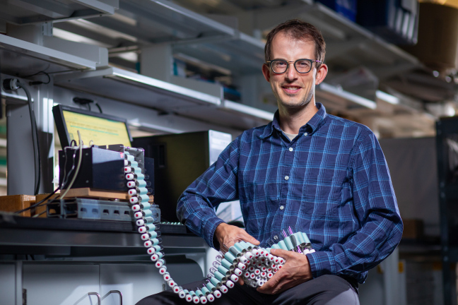 Researcher Steven Hall works in his lab on the Iowa State campus