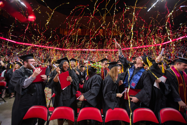 Iowa State graduates celebrate during commencement