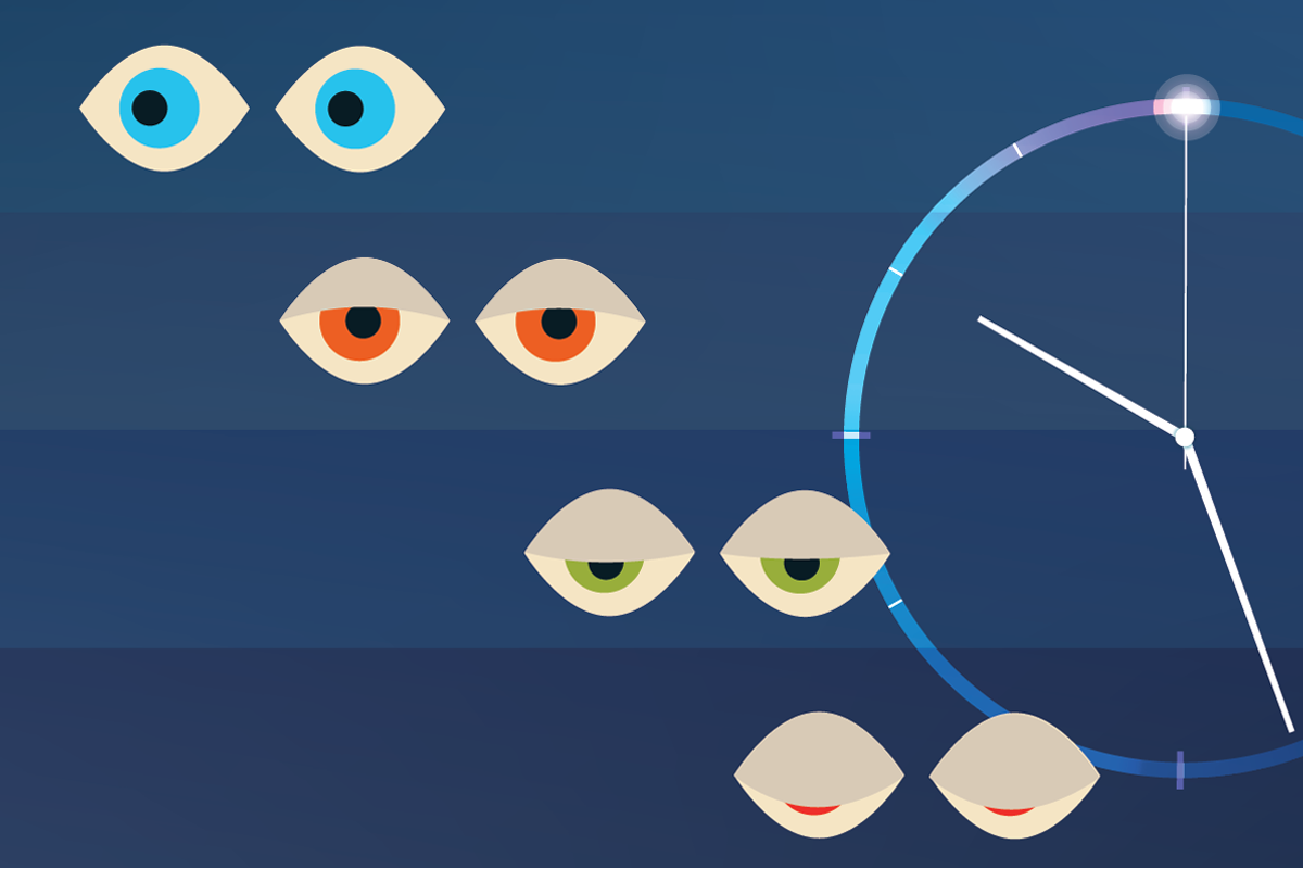 Illustration of eyes and a clock