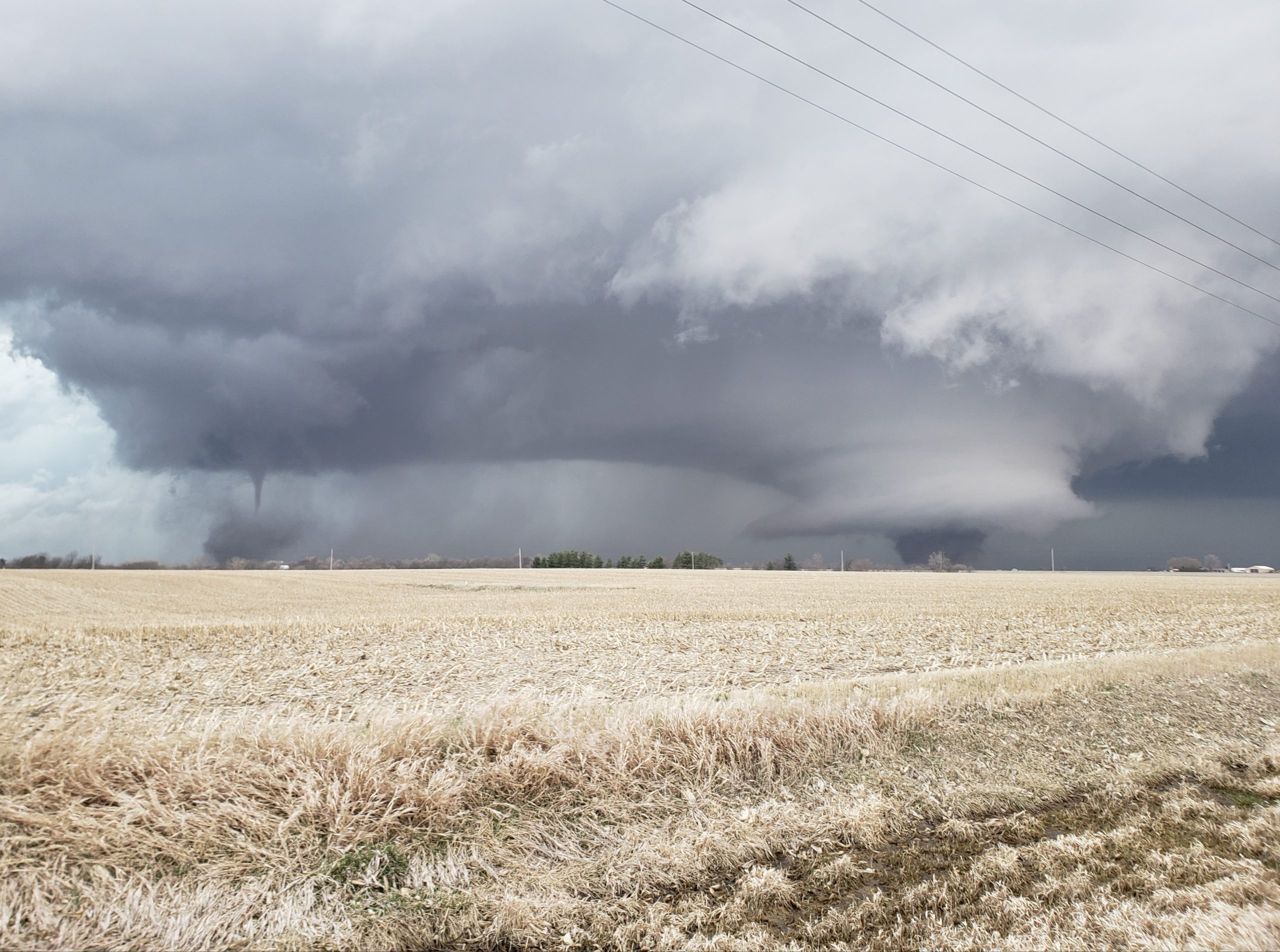 Twin tornadoes in Iowa on March 31, 2023.