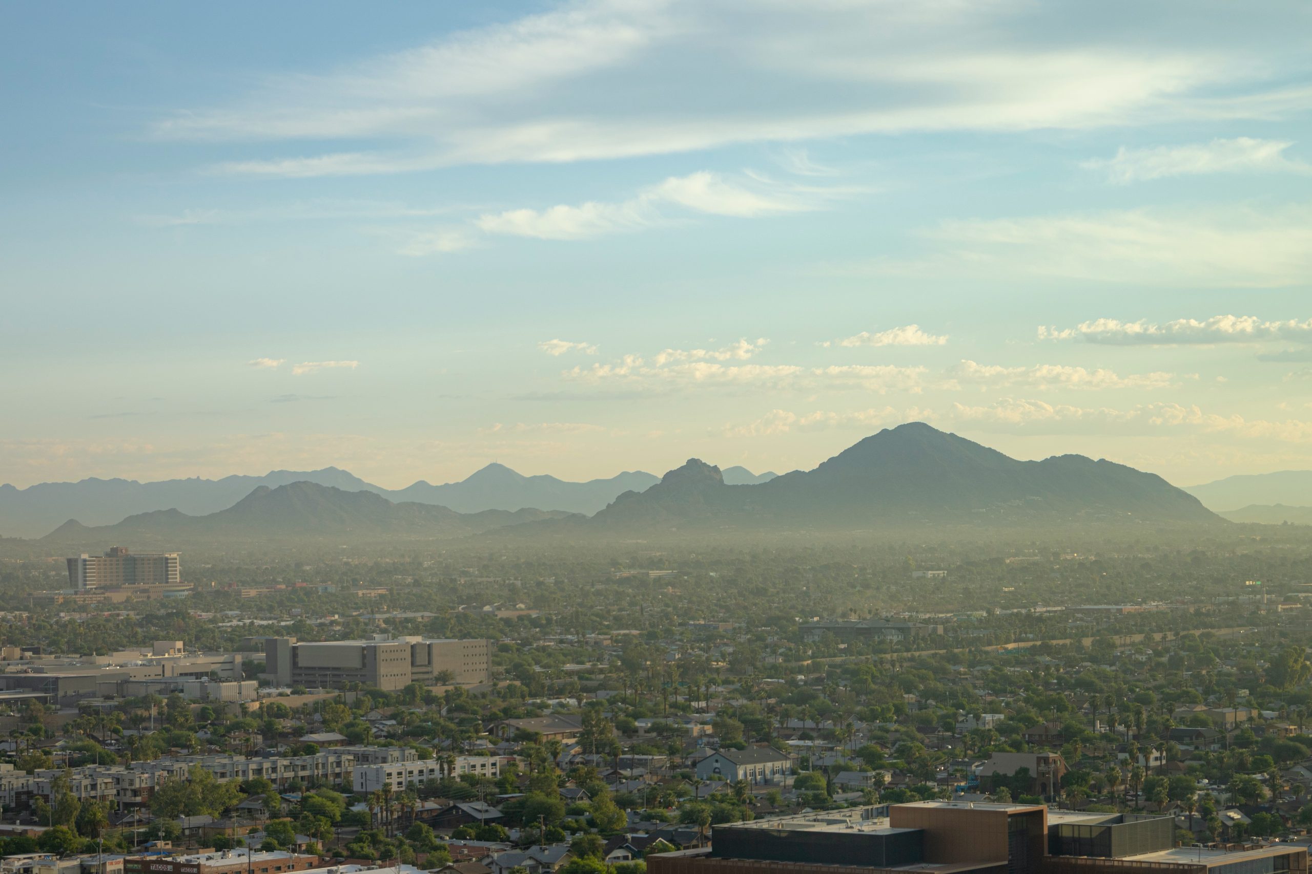 View of downtown Phoenix, Arizona, and mountains