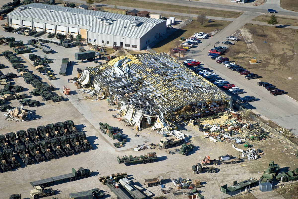 Tornado damage at Fort Leonard Wood from 2010. Photo courtesy of the U.S. Army.