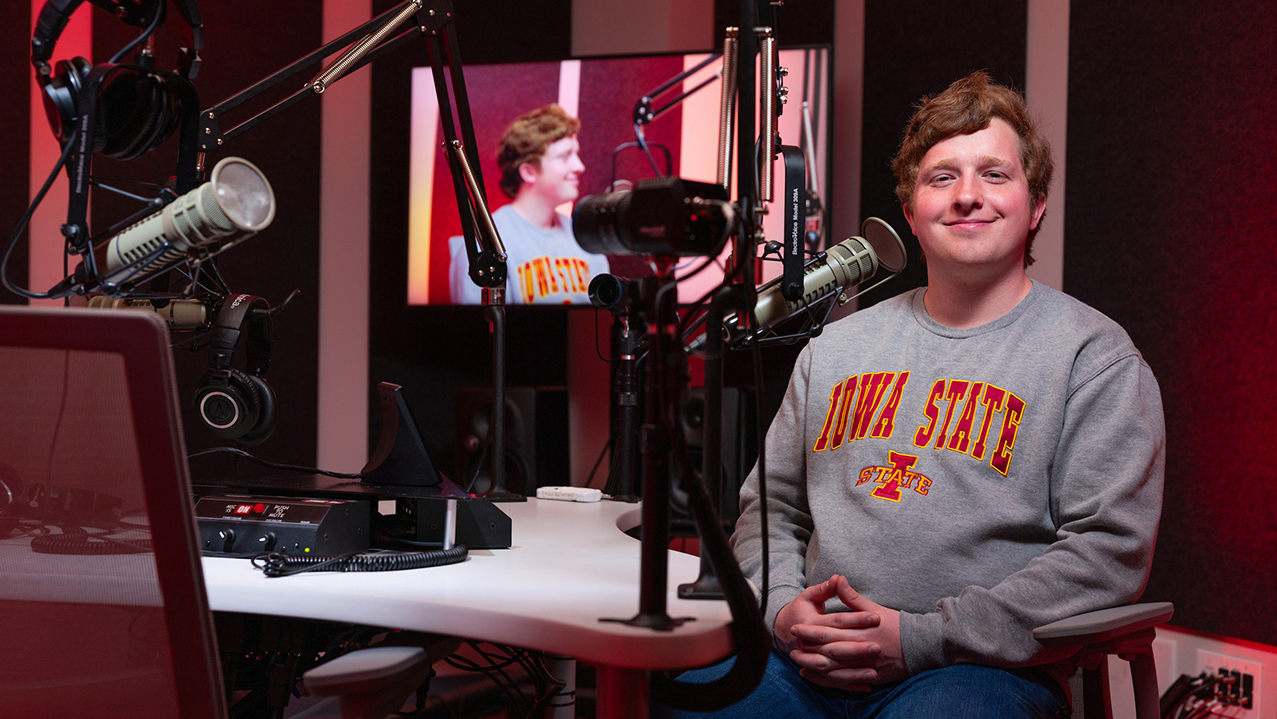 Elijah Moore in a podcast studio