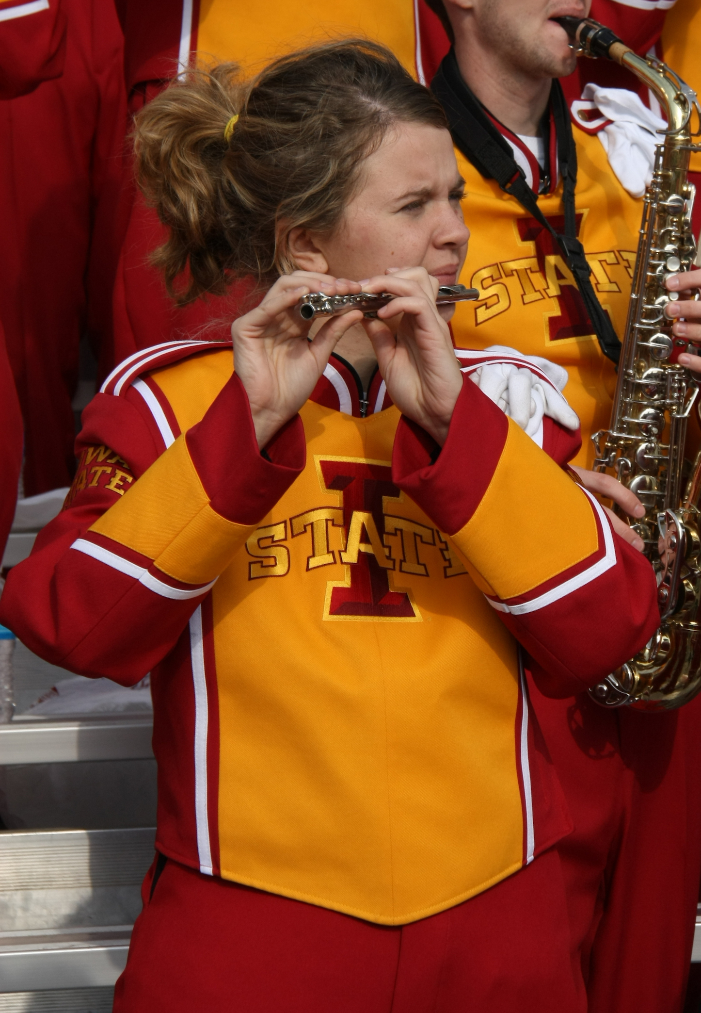 Woman plays piccolo