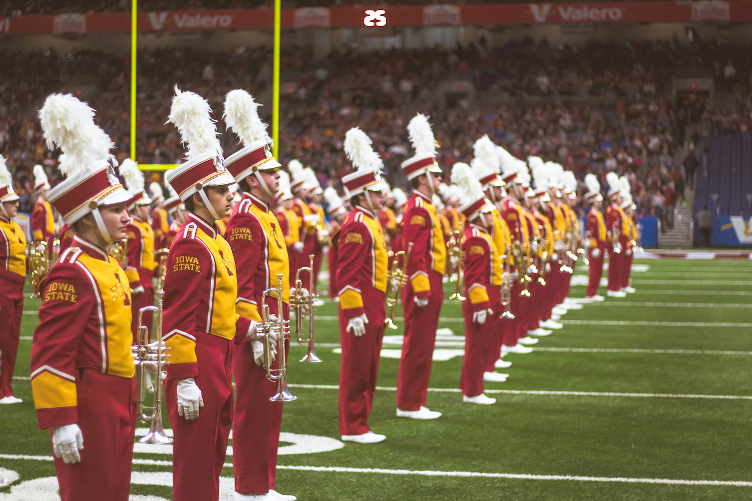 Iowa State Marching Band on the field