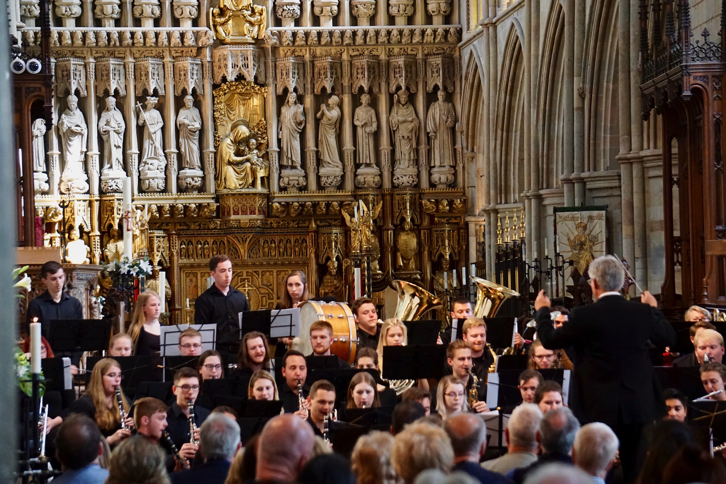 Musicians performing in cathedral