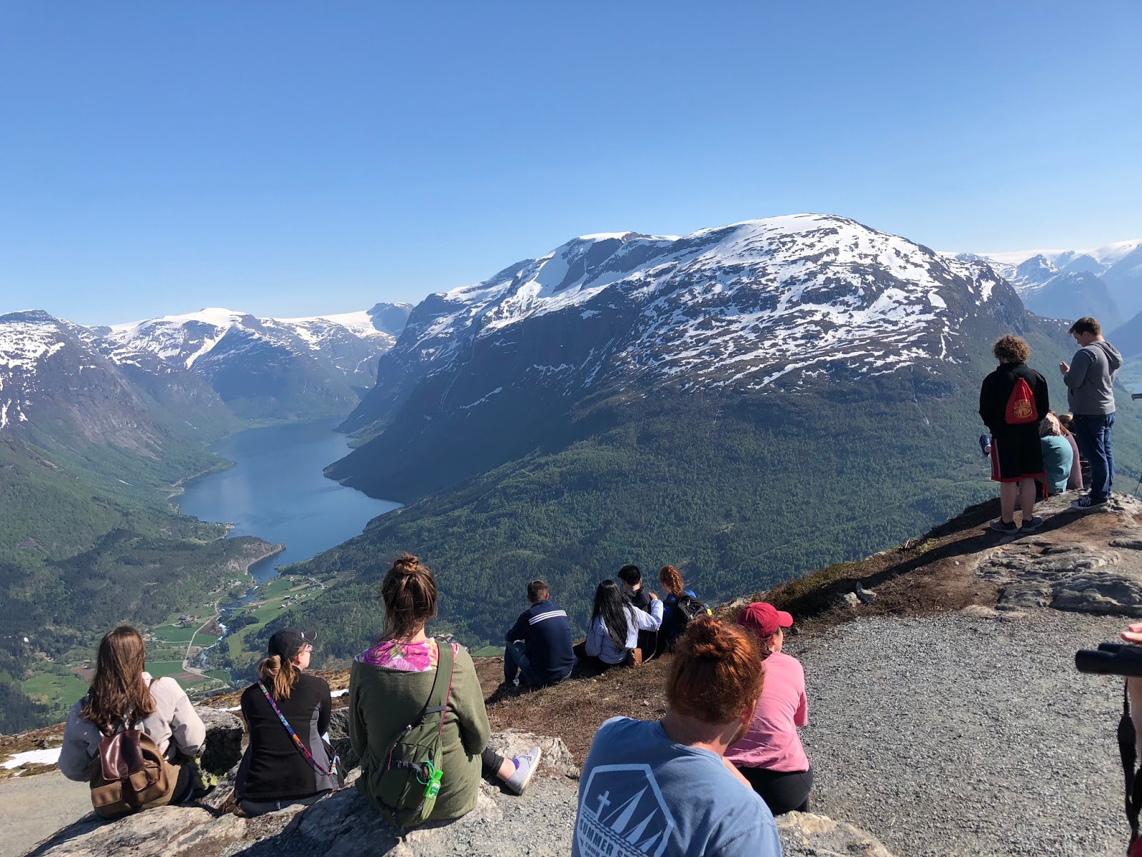 Students gathered on a mountaintop