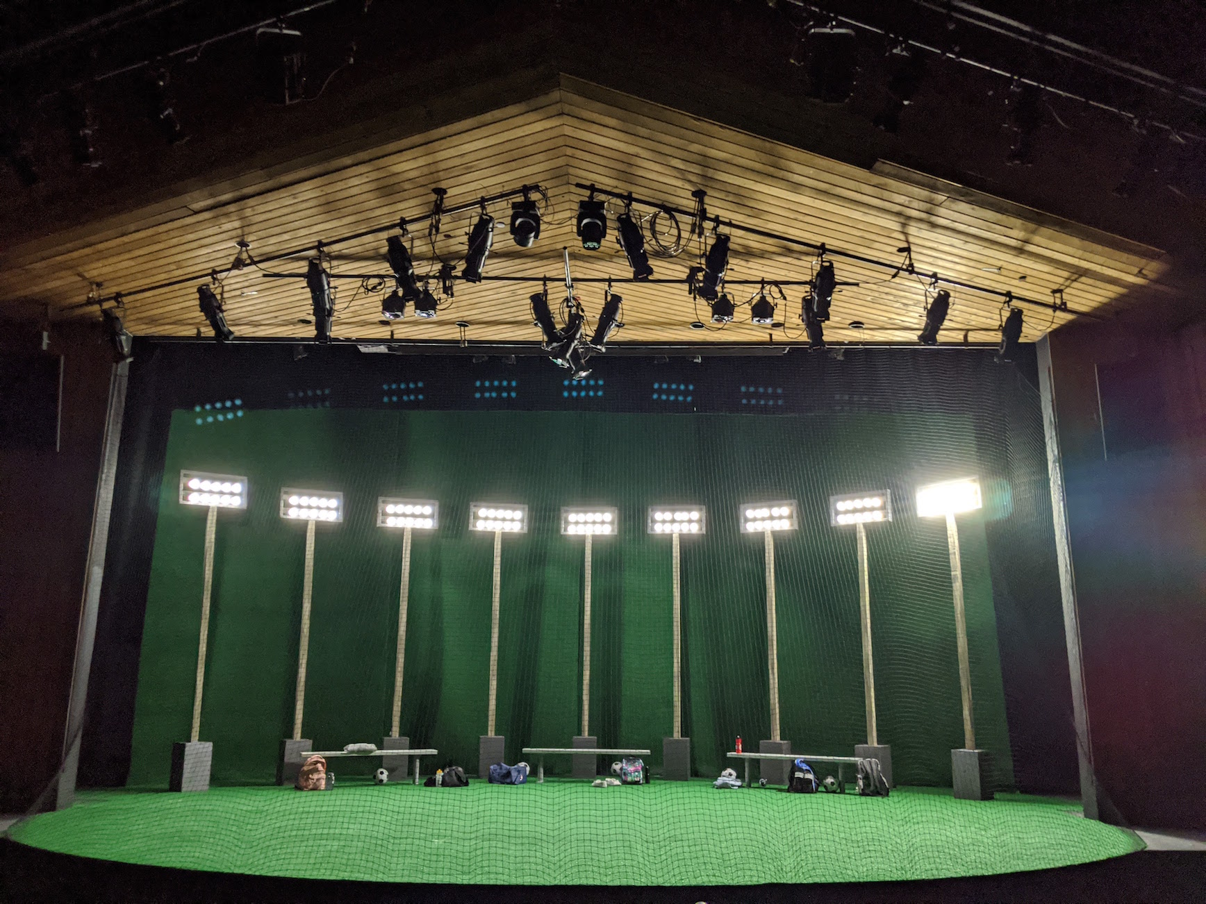 Soccer field theatre set