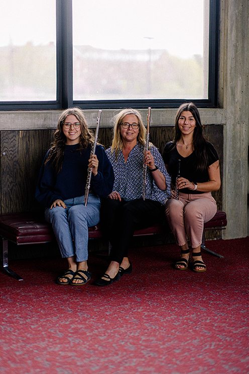 Kendall Stenseth (‘24 music); Sonja Giles, professor of music, and Kalliopi Katsiris (‘24 music).