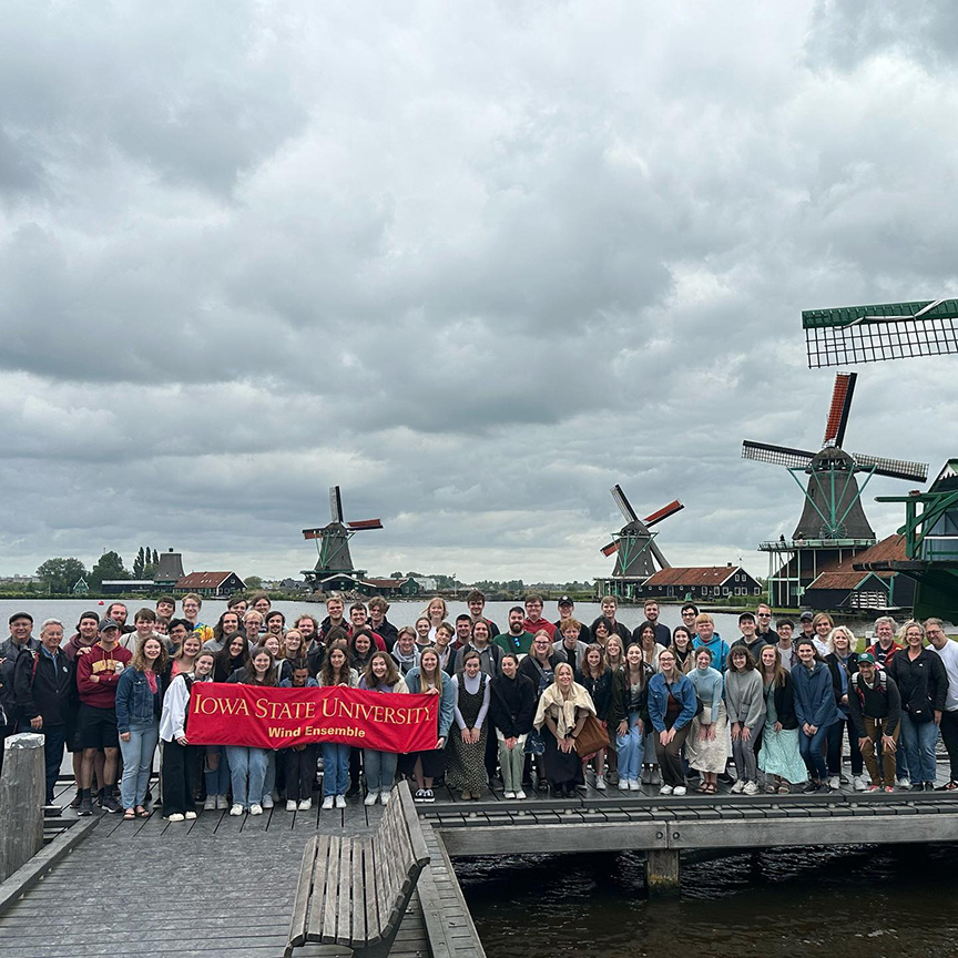 The ISU Wind Ensemble visits a Dutch village during their European adventure.