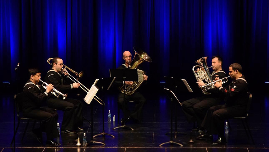 Damien Emilien plays trumpet with the Navy Band Great Lakes.