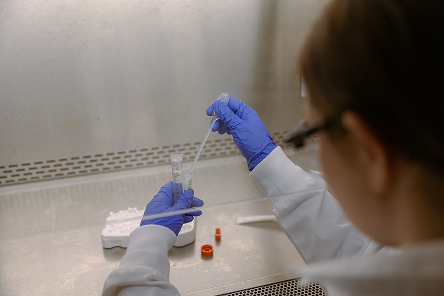 Lydia Linch conducts research in a kinesiology lab on campus