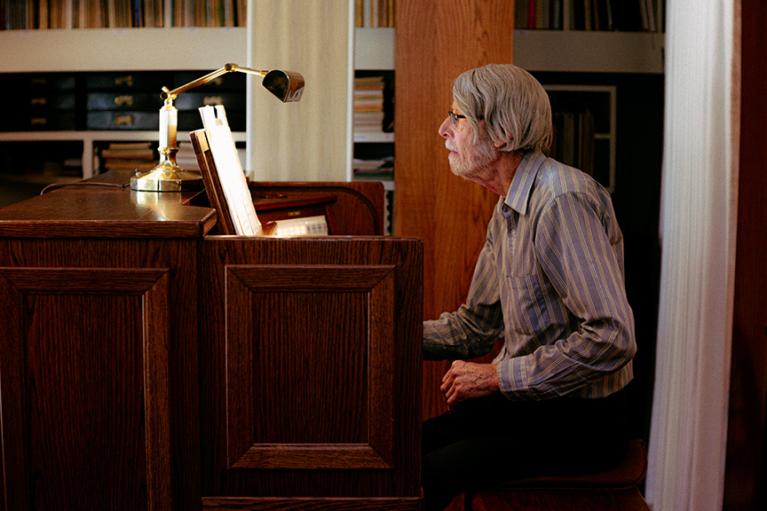 A person playing an organ.