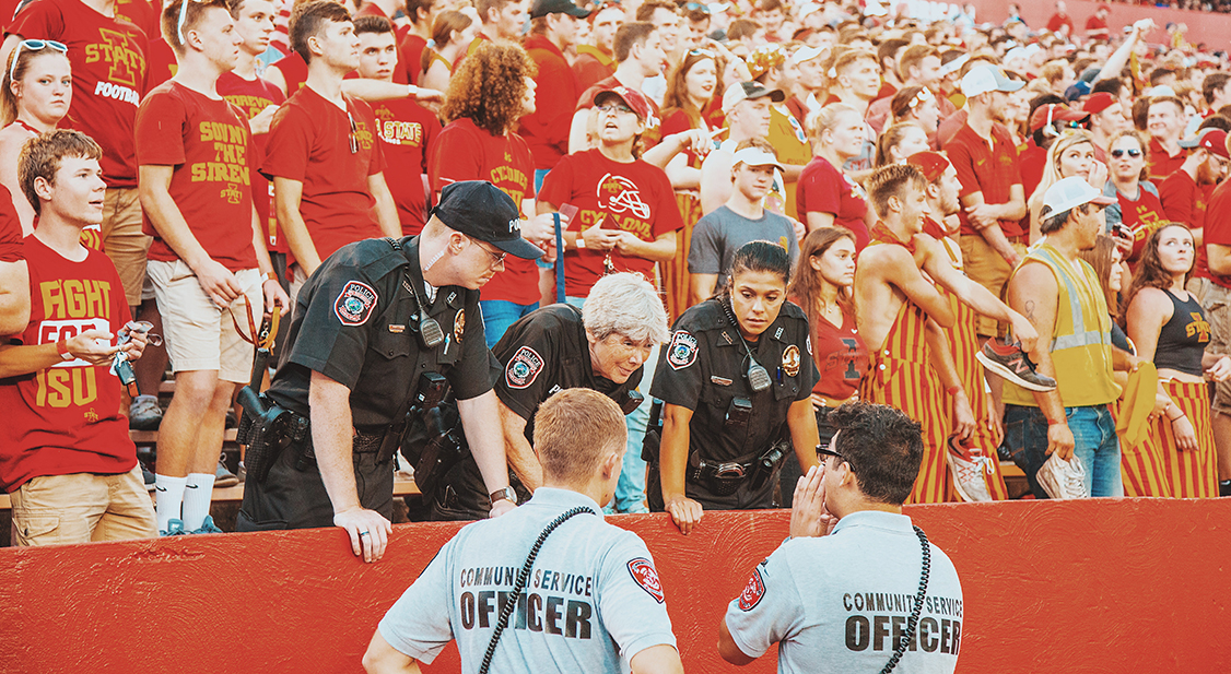 Police at an ISU football game