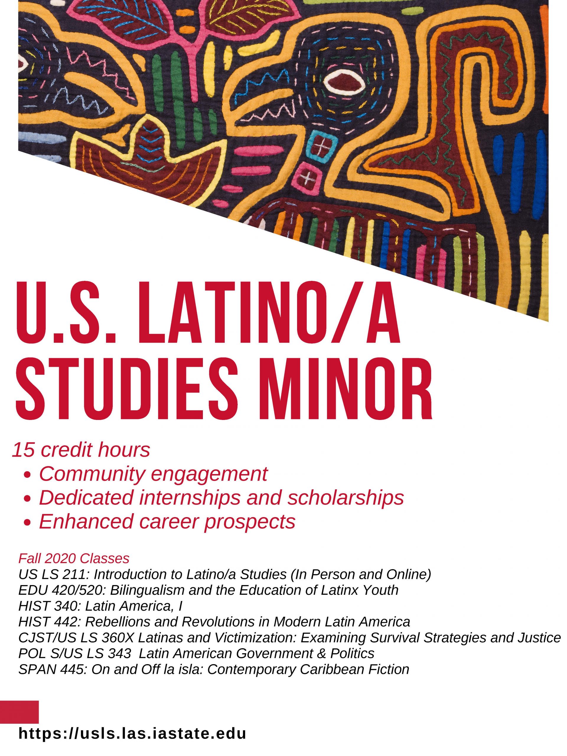 flyer about Latino.A studies minor