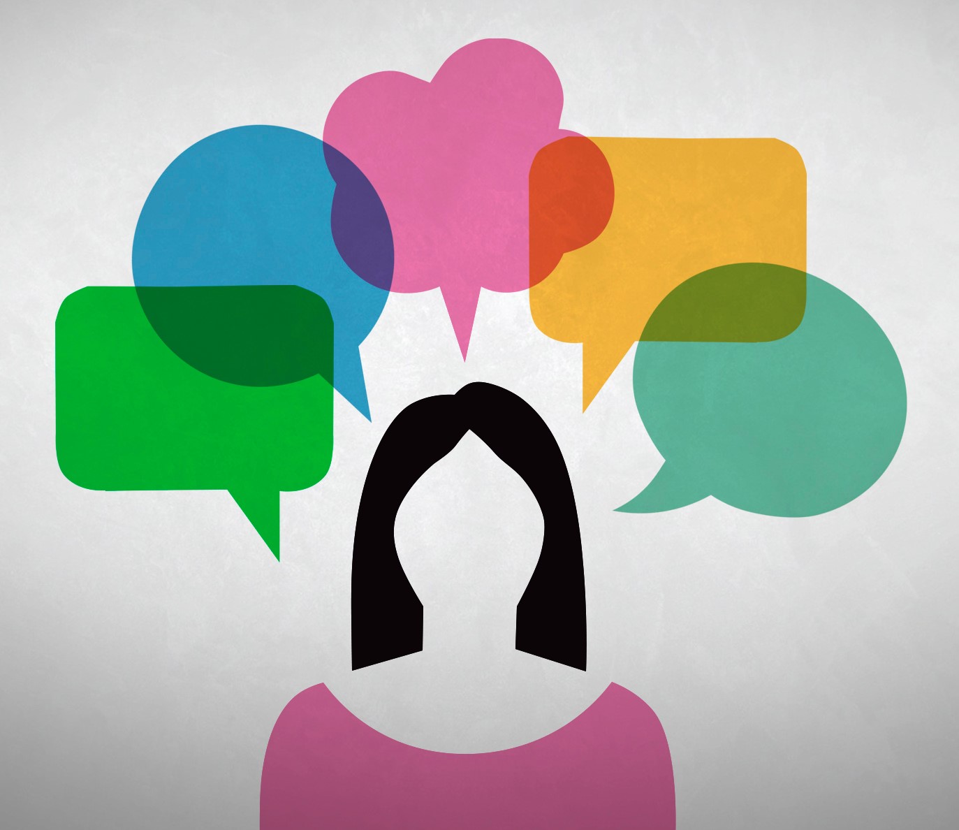illustration of a woman with thought bubbles