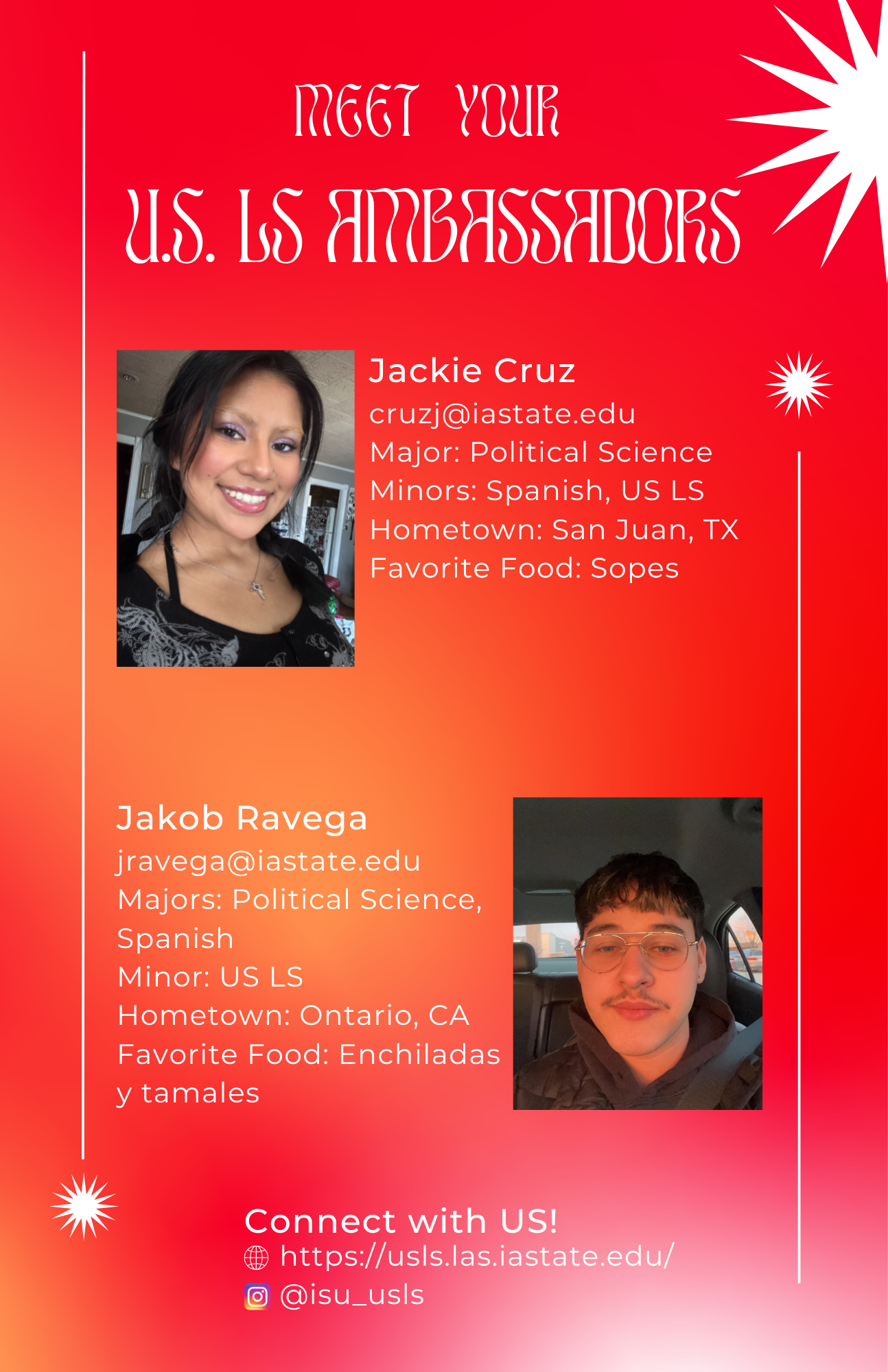 USLS Ambassadors Jackie Cruz and Jakob Ravega